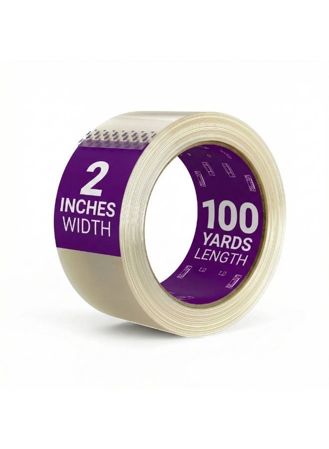 AKSONZ Clear Strong & Heavy Duty Adhesive Packing Tape 2 x 100 Yards Wide Shipping Tape For Home & Office Boxes, Moving Parcels & UAE Postal Supplies - Image 1
